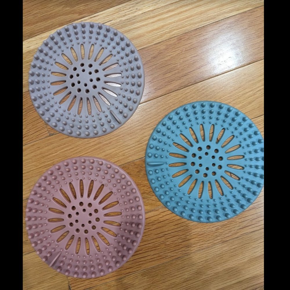 NEW: Silicone Shower Drain Hair Catcher (Set of 3)